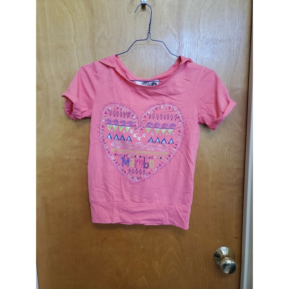 Girl's Mambo M 10-12 bright pink short sleeve hooded shirt